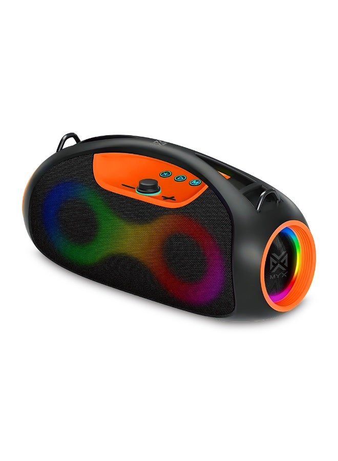 BoomX - Portable Bluetooth Speaker – 60W High Bass, RGB Lights, Multi-Connectivity (BT/AUX/TF/USB/FM), TWS Pairing, 2000mAh Battery, Outdoor Party Speaker